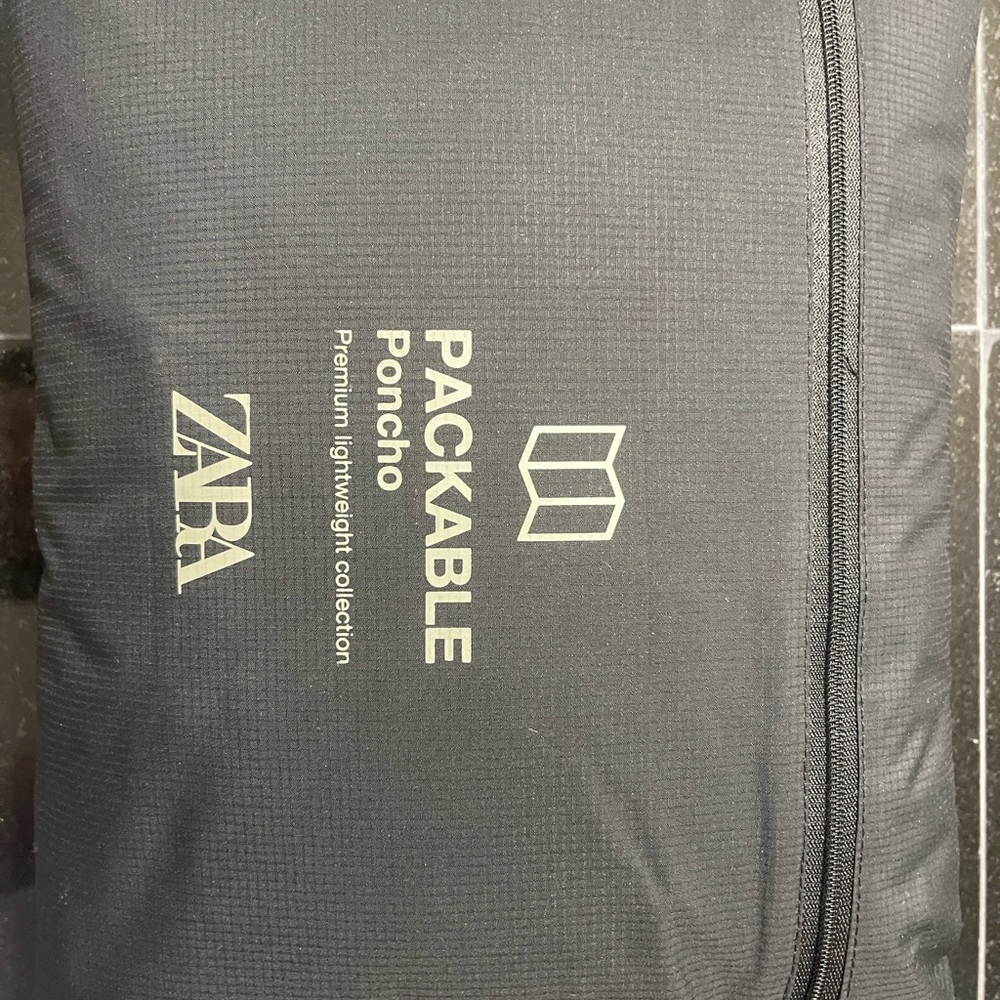 Zara Black Packable Poncho